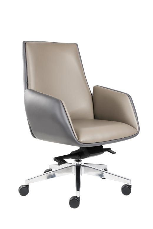 Conference 22KGS 45Kg/M3 PU Leather Revolving Chair Middle Back